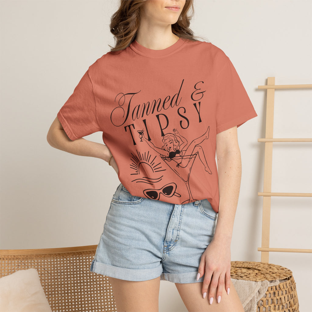 Tanned & Tipsy Tee - Vintage Cocktail Beach Graphic T-Shirt