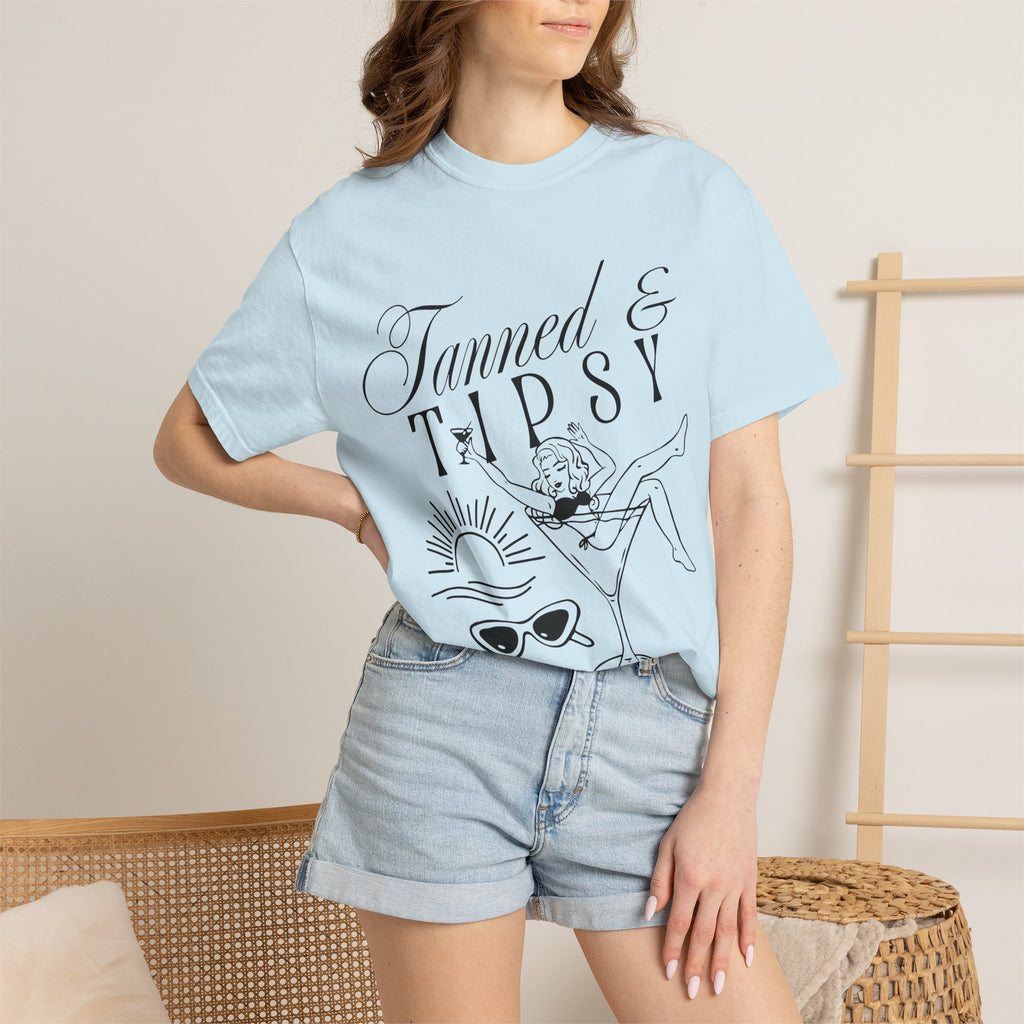 Tanned & Tipsy Tee - Vintage Cocktail Beach Graphic T-Shirt