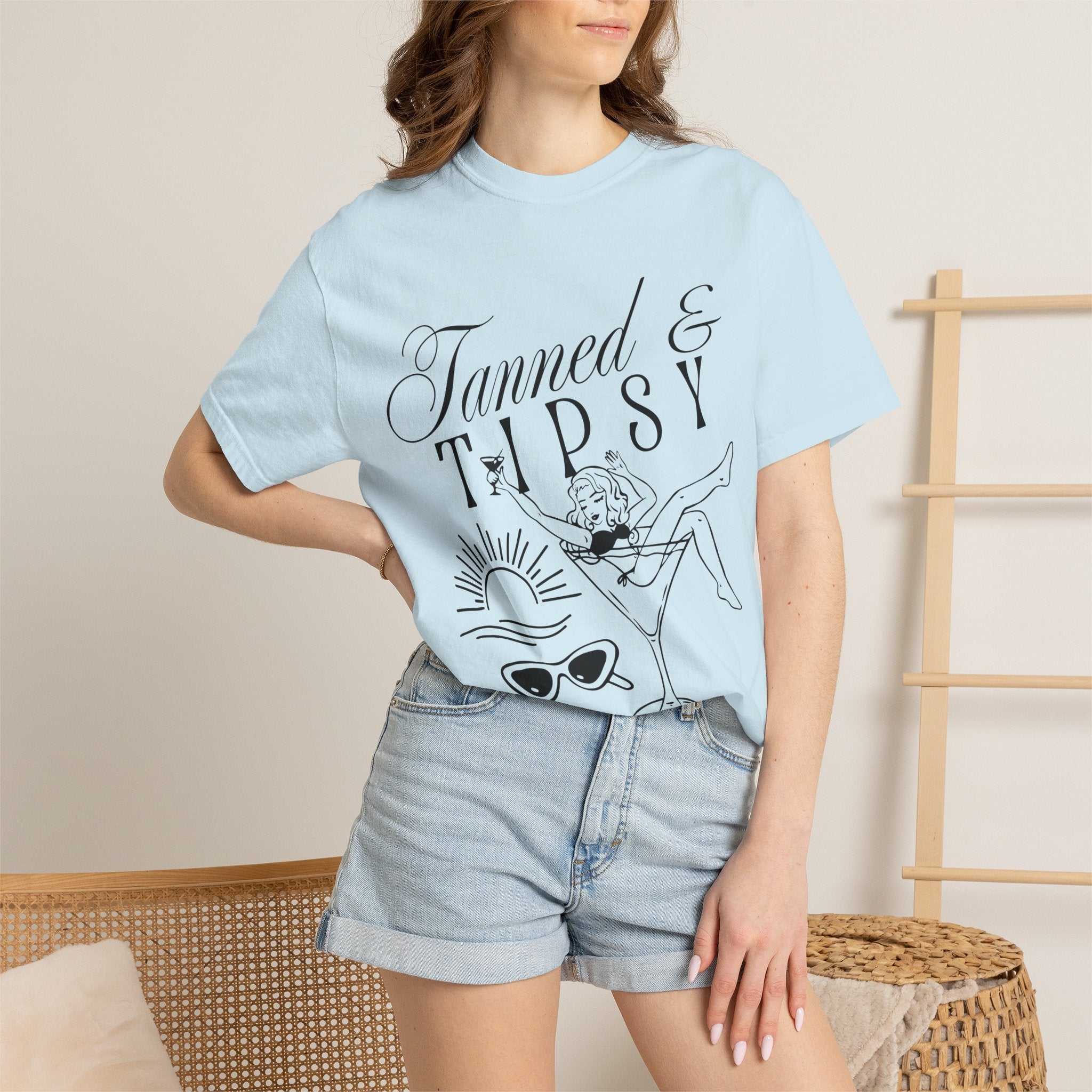 Tanned & Tipsy Tee - Vintage Cocktail Beach Graphic T-Shirt