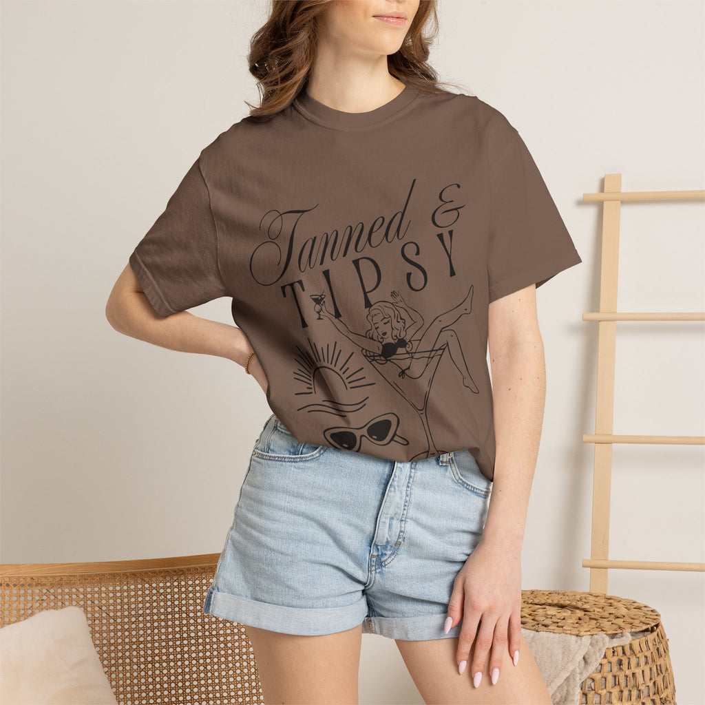 Tanned & Tipsy Tee - Vintage Cocktail Beach Graphic T-Shirt