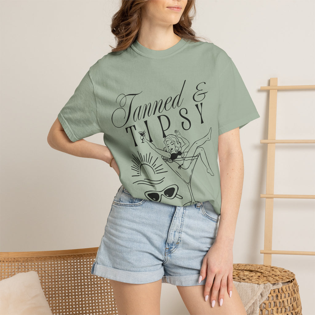 Tanned & Tipsy Tee - Vintage Cocktail Beach Graphic T-Shirt