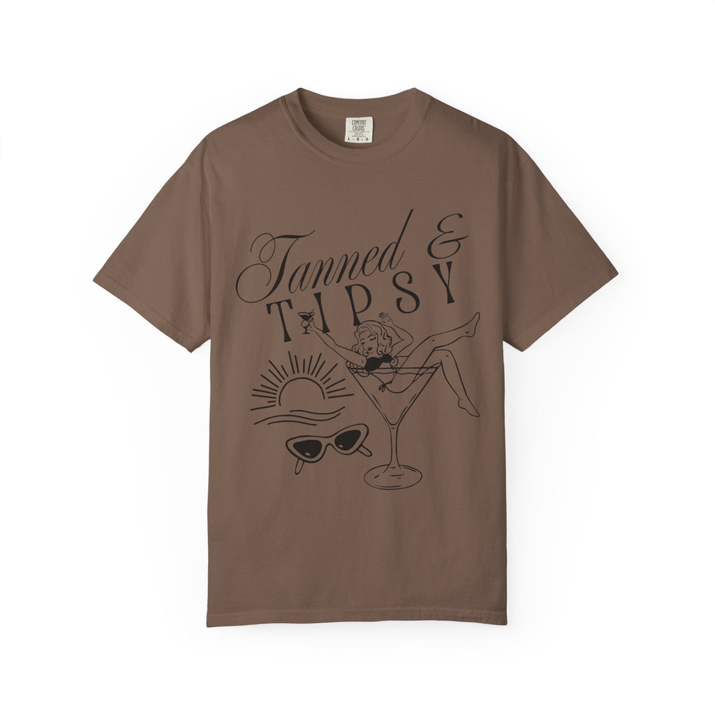 Tanned & Tipsy Tee - Vintage Cocktail Beach Graphic T-Shirt