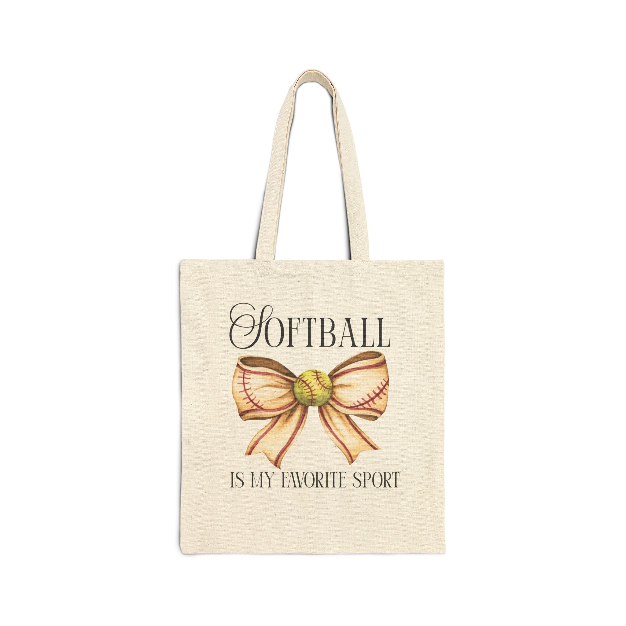Softball Bow Canvas Tote