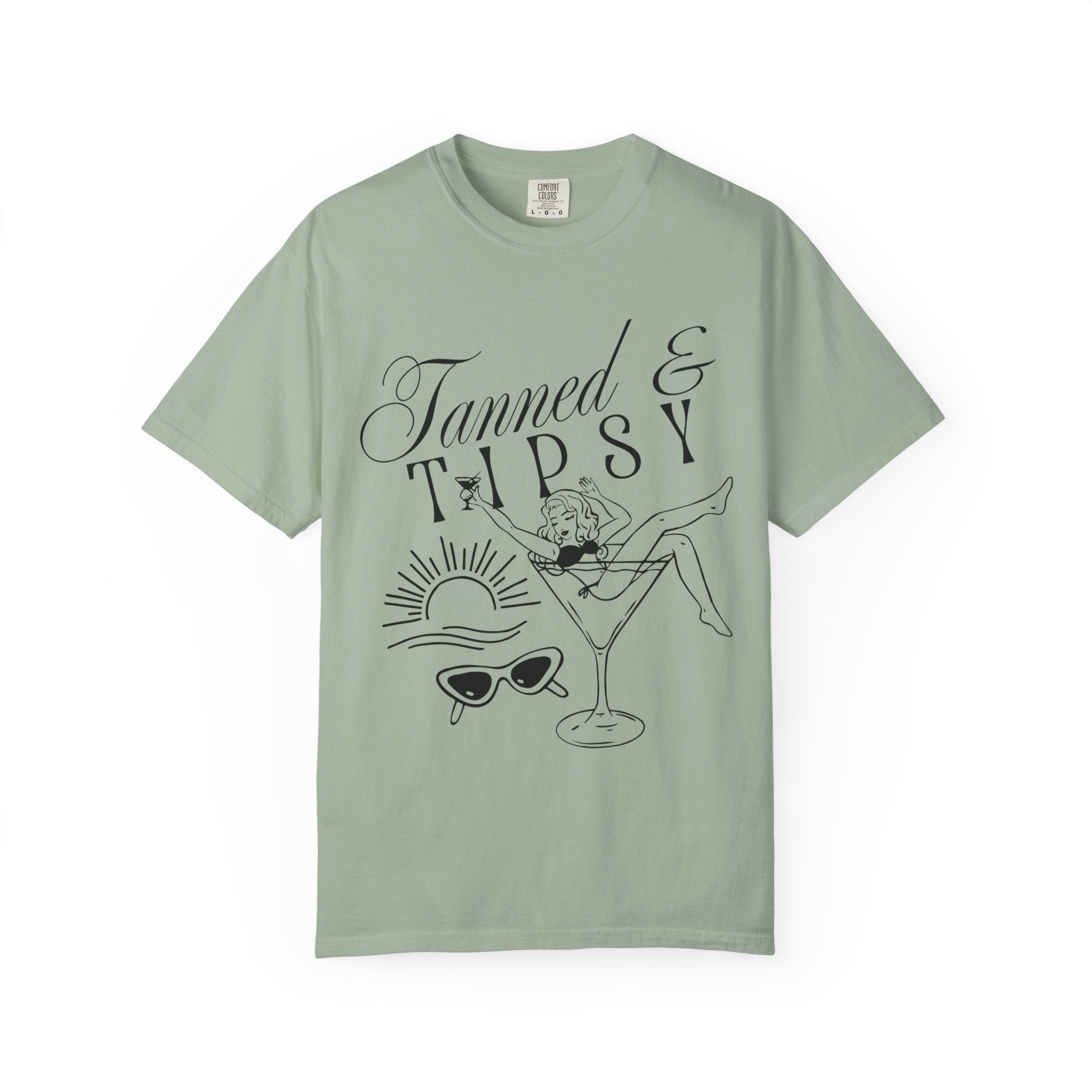 Tanned & Tipsy Tee - Vintage Cocktail Beach Graphic T-Shirt