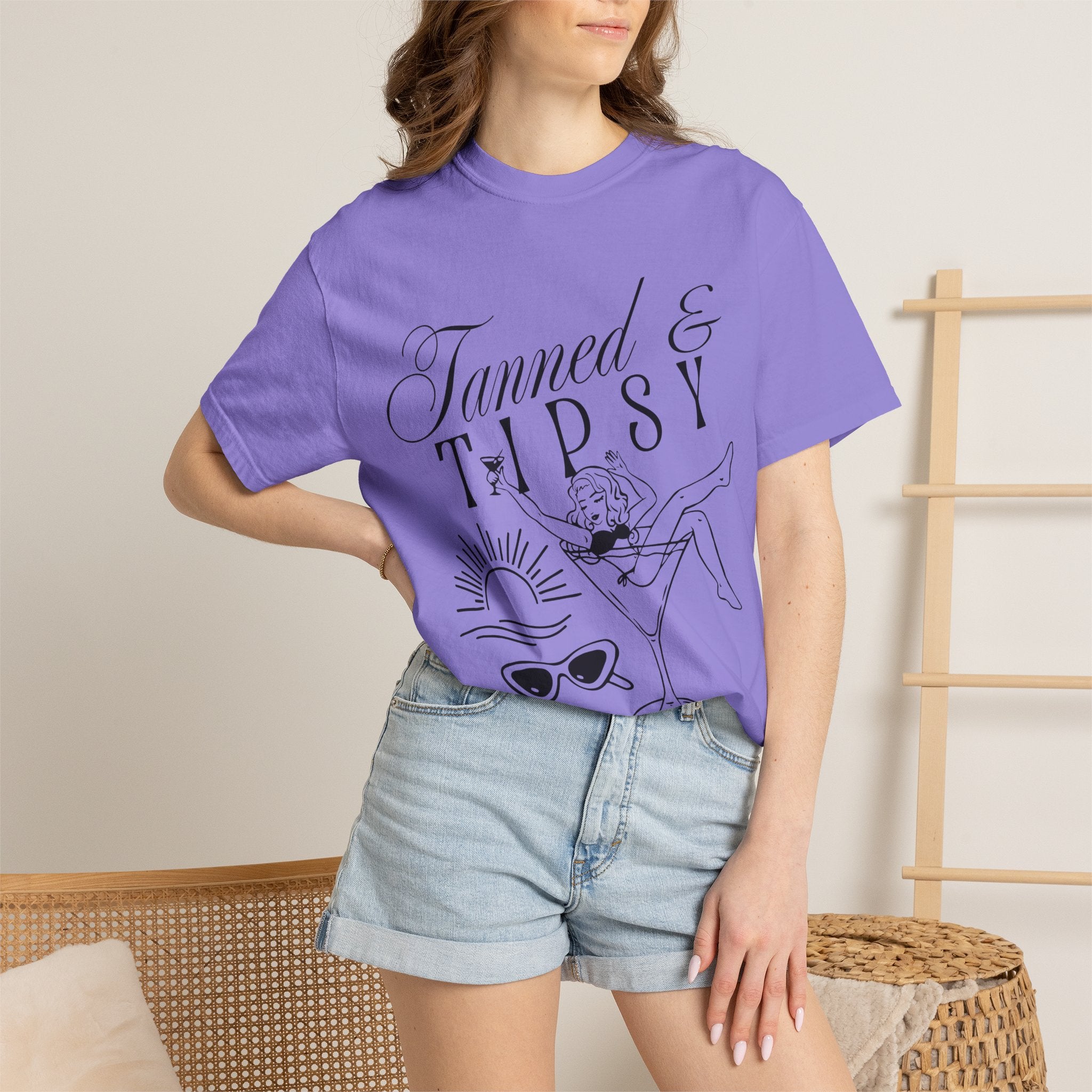 Tanned & Tipsy Tee - Vintage Cocktail Beach Graphic T-Shirt