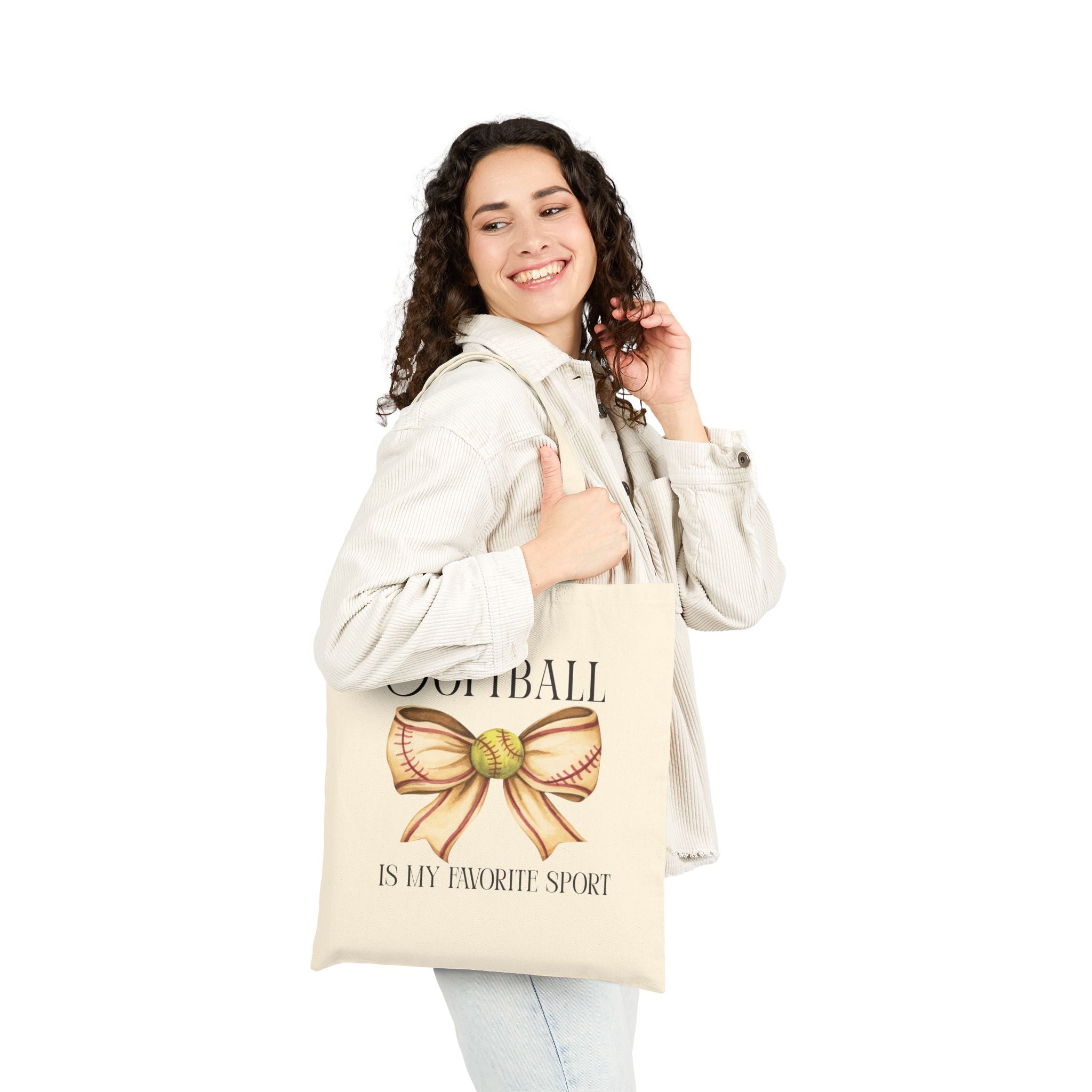 Softball Bow Canvas Tote