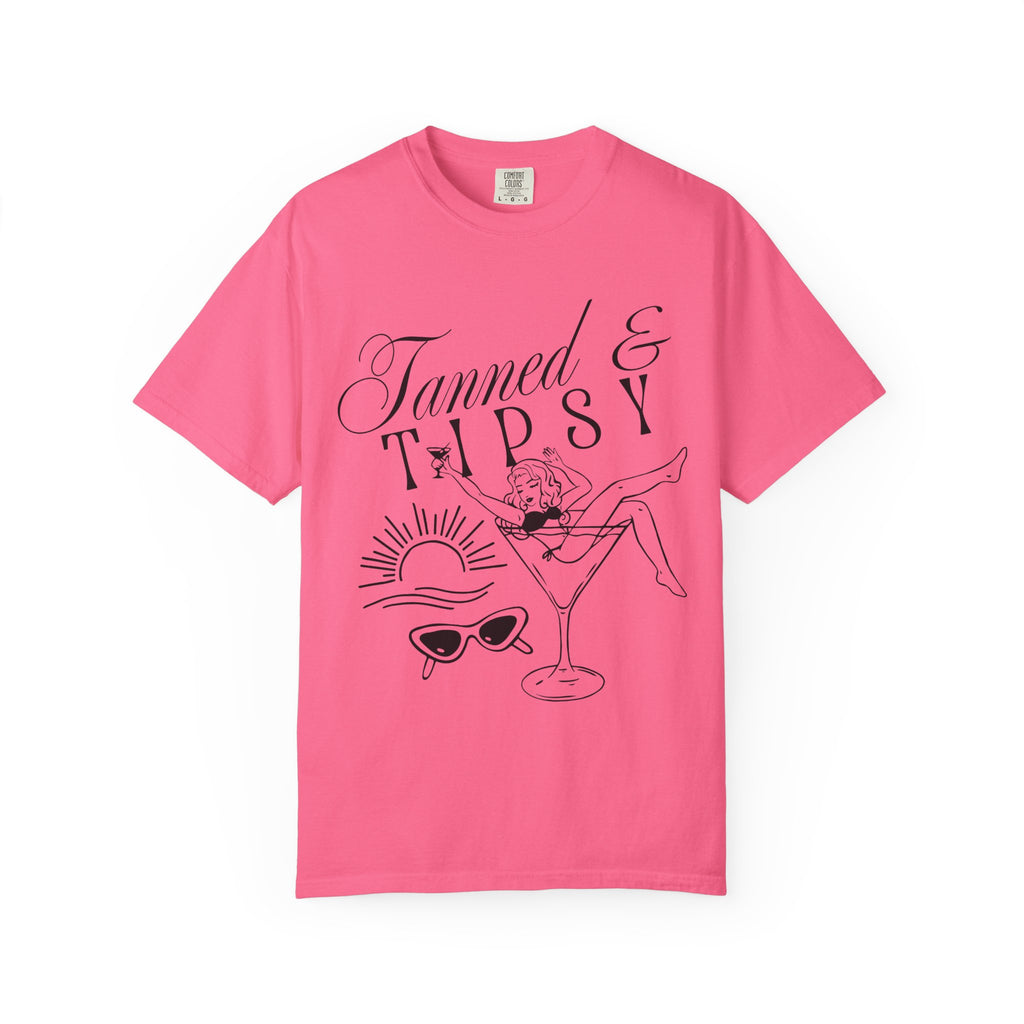 Tanned & Tipsy Tee - Vintage Cocktail Beach Graphic T-Shirt