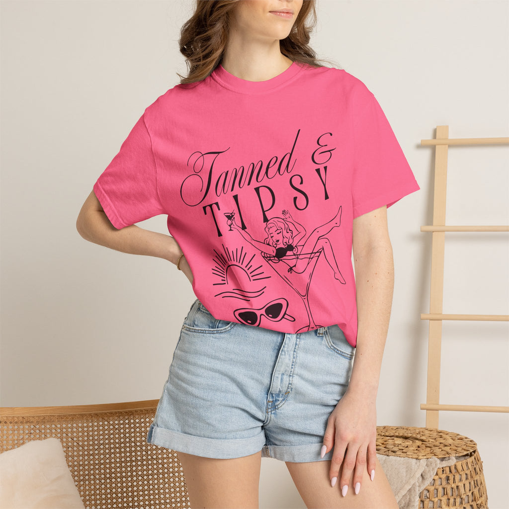 Tanned & Tipsy Tee - Vintage Cocktail Beach Graphic T-Shirt