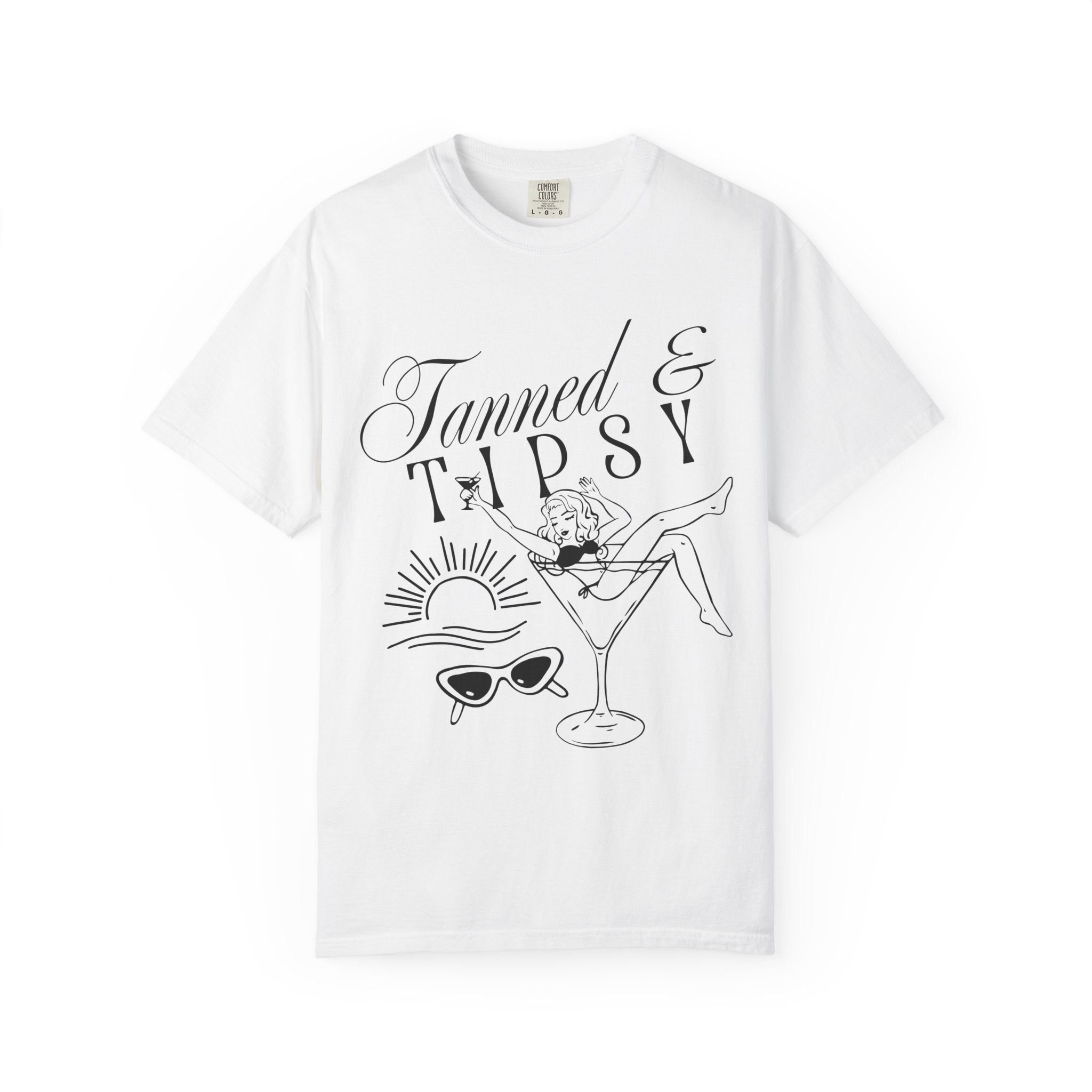 Tanned & Tipsy Tee - Vintage Cocktail Beach Graphic T-Shirt