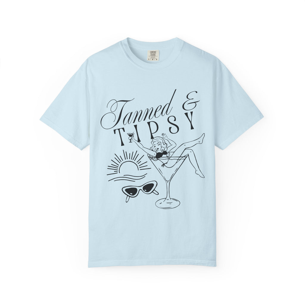 Tanned & Tipsy Tee - Vintage Cocktail Beach Graphic T-Shirt