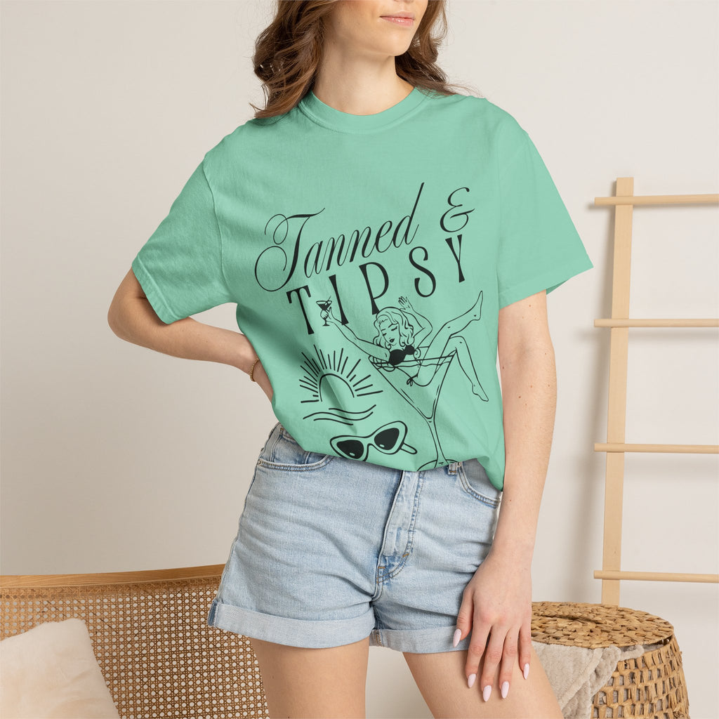 Tanned & Tipsy Tee - Vintage Cocktail Beach Graphic T-Shirt