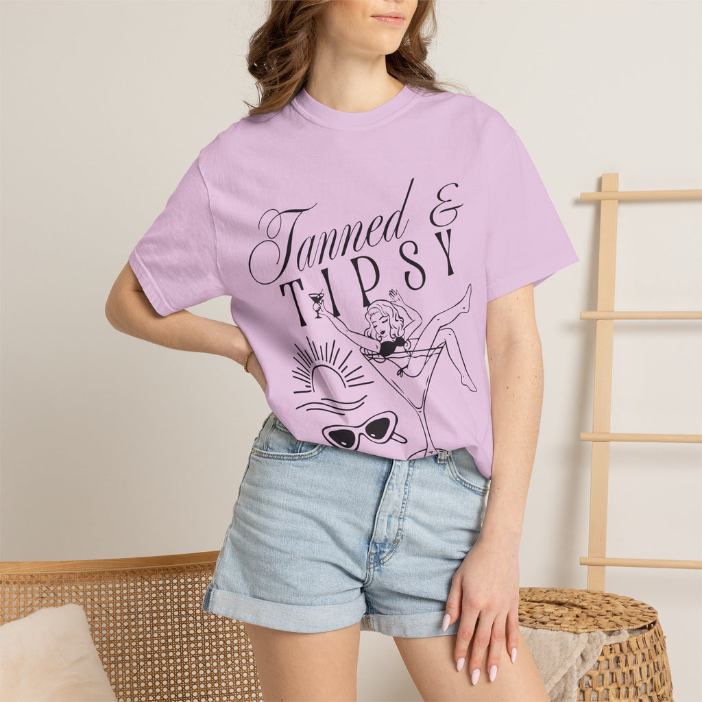 Tanned & Tipsy Tee - Vintage Cocktail Beach Graphic T-Shirt