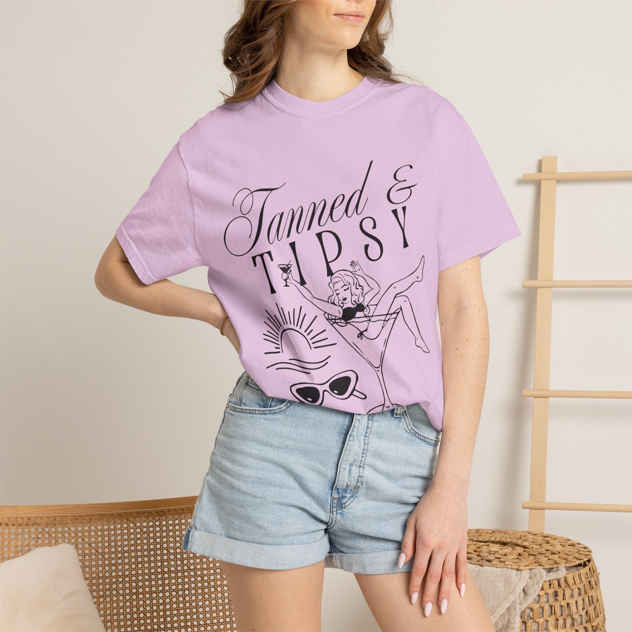 Tanned & Tipsy Tee - Vintage Cocktail Beach Graphic T-Shirt