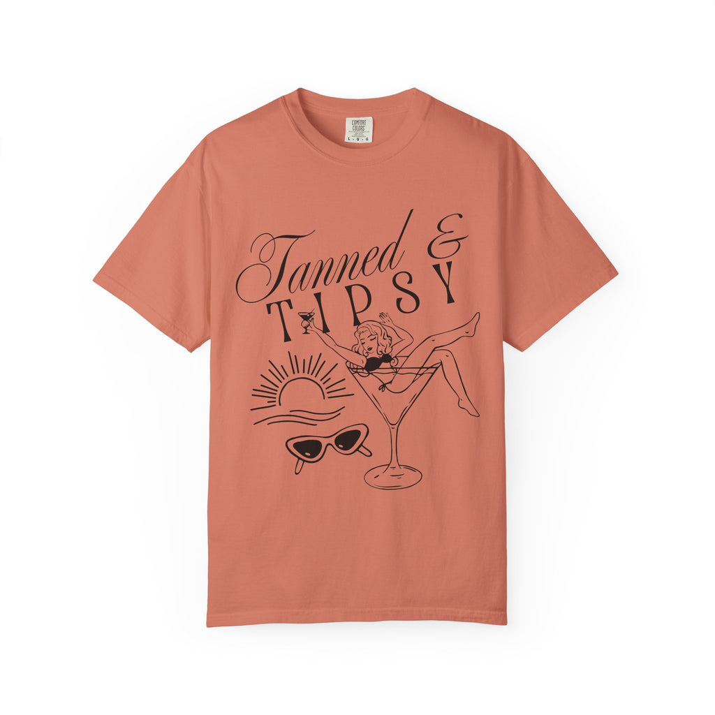 Tanned & Tipsy Tee - Vintage Cocktail Beach Graphic T-Shirt