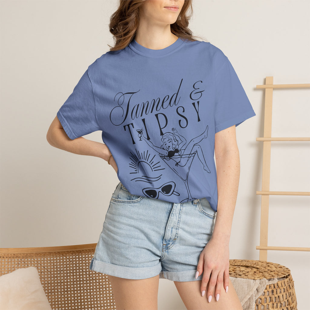 Tanned & Tipsy Tee - Vintage Cocktail Beach Graphic T-Shirt