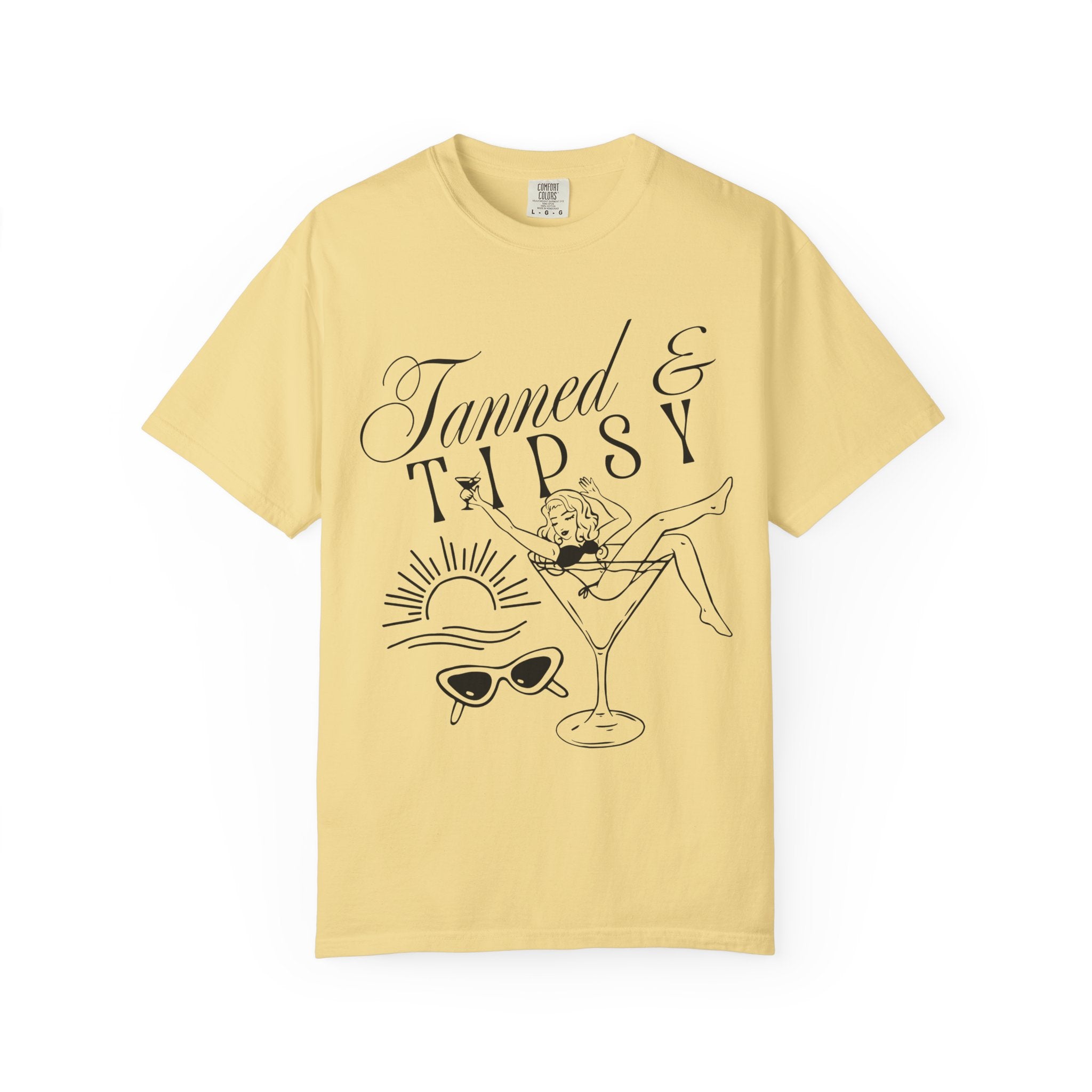 Tanned & Tipsy Tee - Vintage Cocktail Beach Graphic T-Shirt