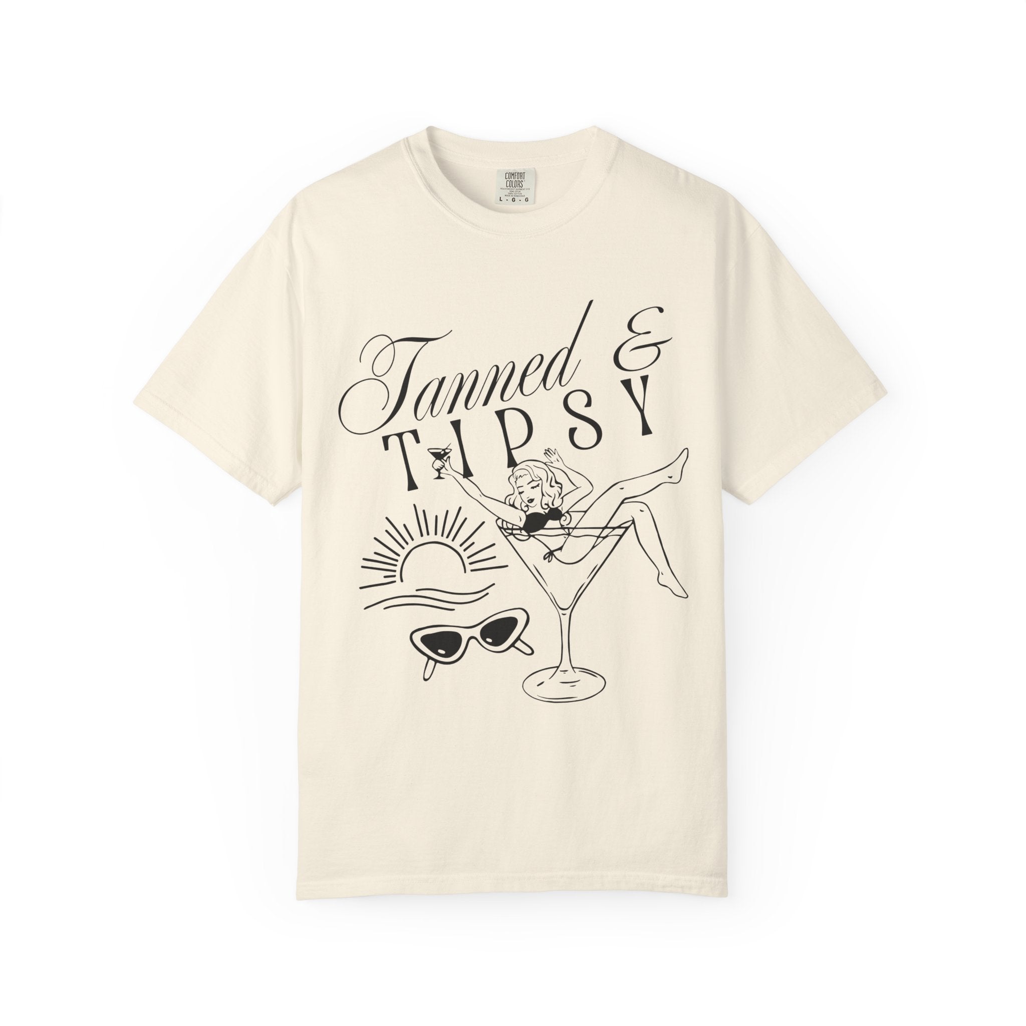 Tanned & Tipsy Tee - Vintage Cocktail Beach Graphic T-Shirt