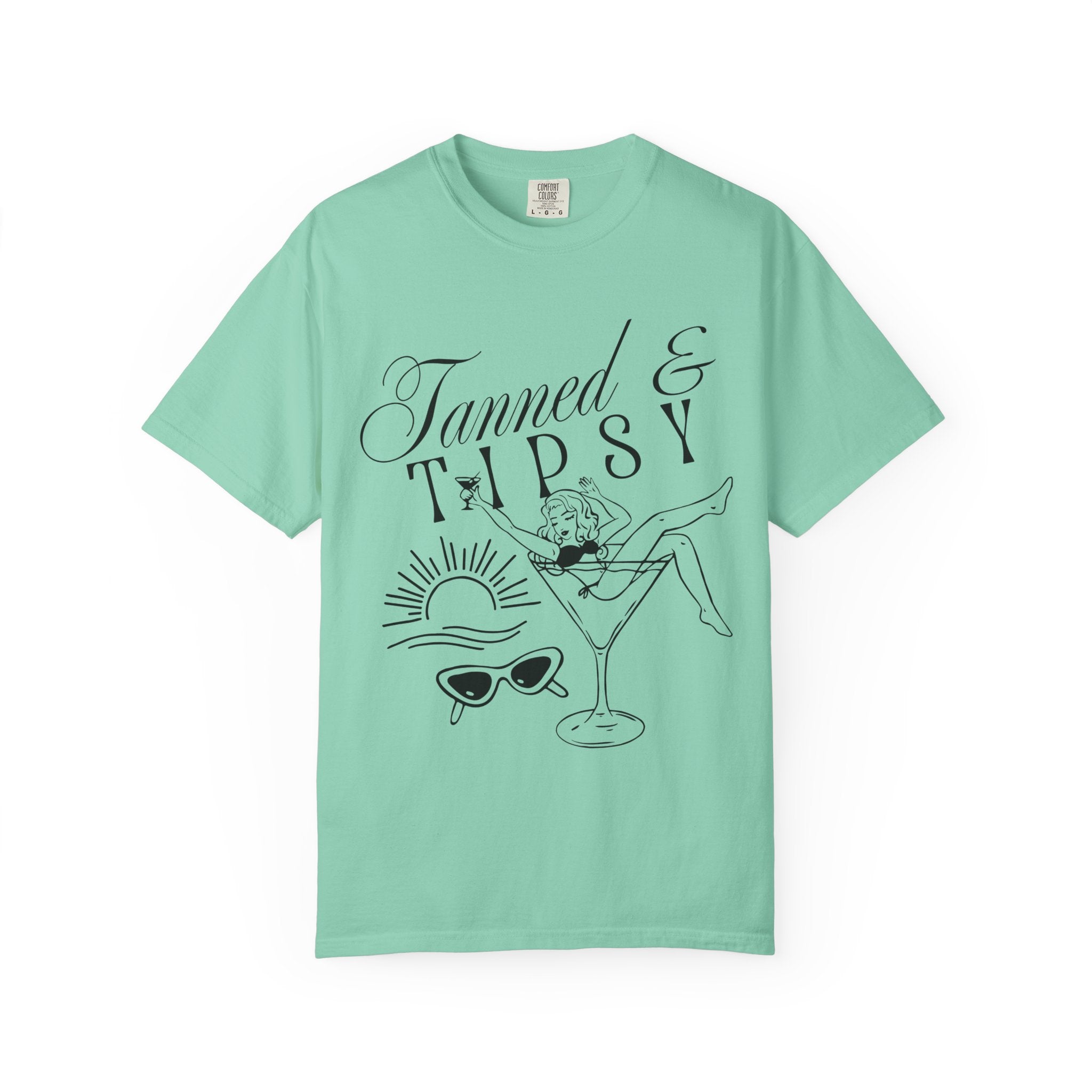 Tanned & Tipsy Tee - Vintage Cocktail Beach Graphic T-Shirt