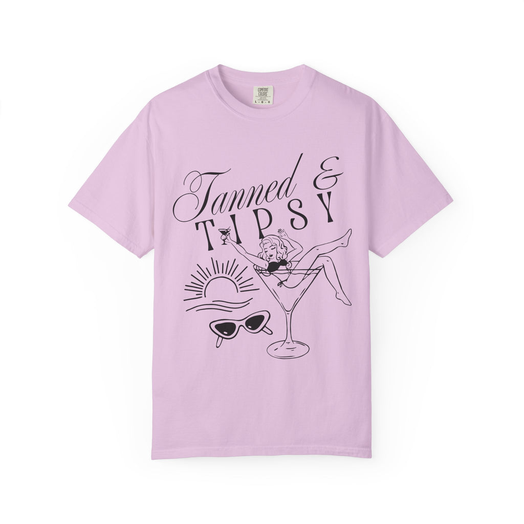 Tanned & Tipsy Tee - Vintage Cocktail Beach Graphic T-Shirt